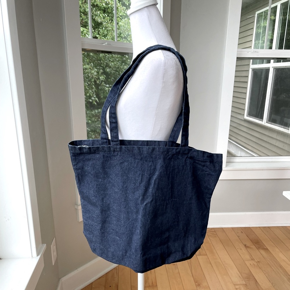 Vintage Handmade Dark Rinse Cotton Denim Tote Bag
